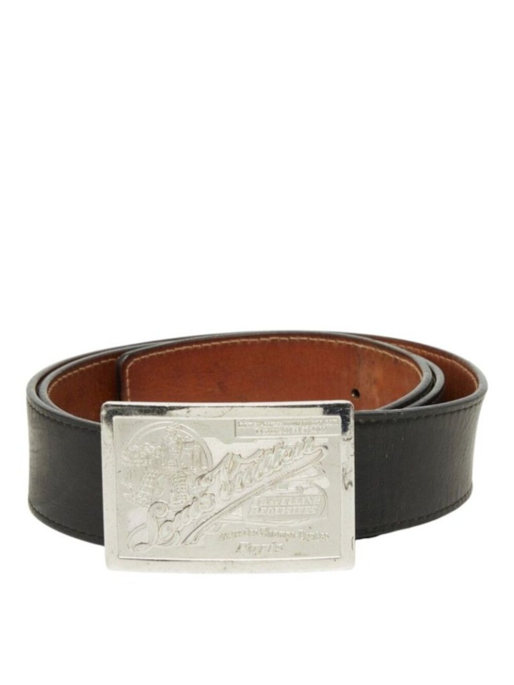 Louis Vuitton Ceinture Jeans Belt Black Leather Metal